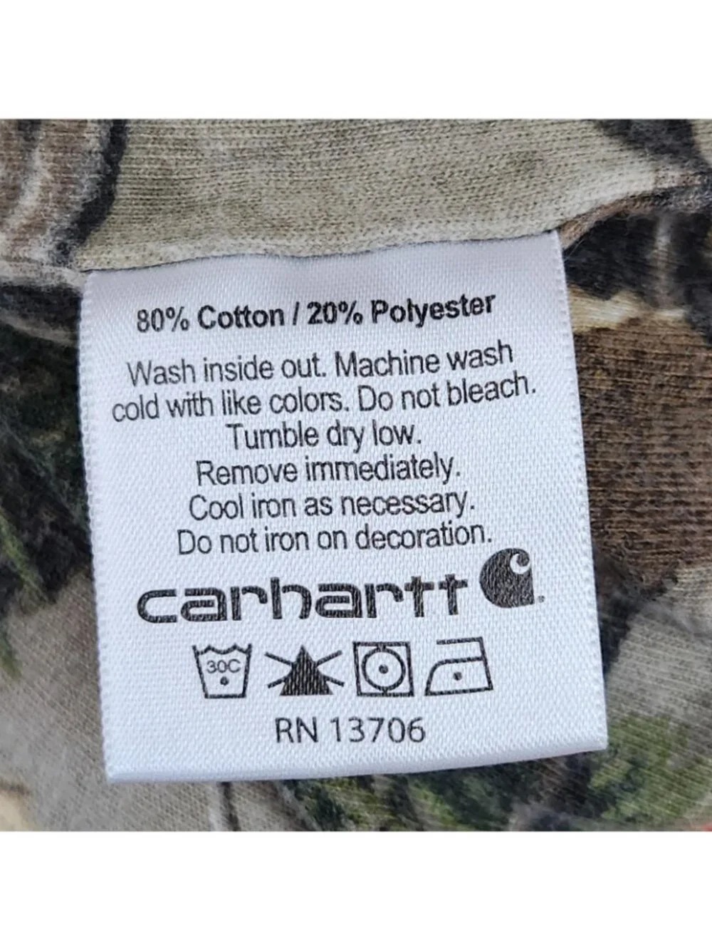 Carhartt Jacket Boys 24M Orange Hooded Hoodie Full Zip Realtree Camo Lined